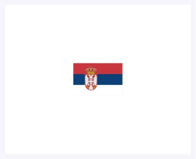 Die Flagge von Serbien: von oben nach unten drei horizontale Streifen in rot, blau und weiß. Rechts zentriert das Wappen von Serbien.
